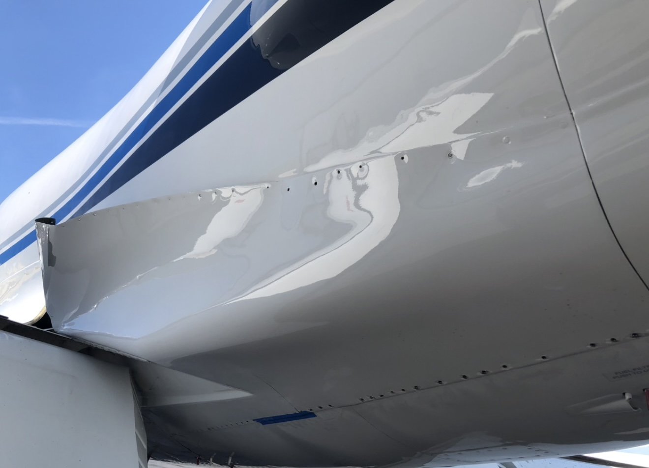 Learjet 55 fairing damage - wide view