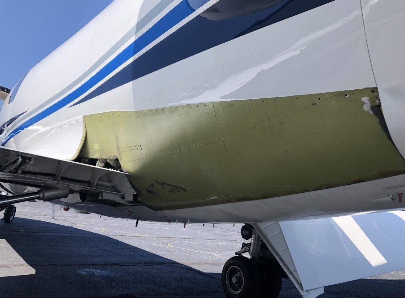 Fairing panel removed exposing structure