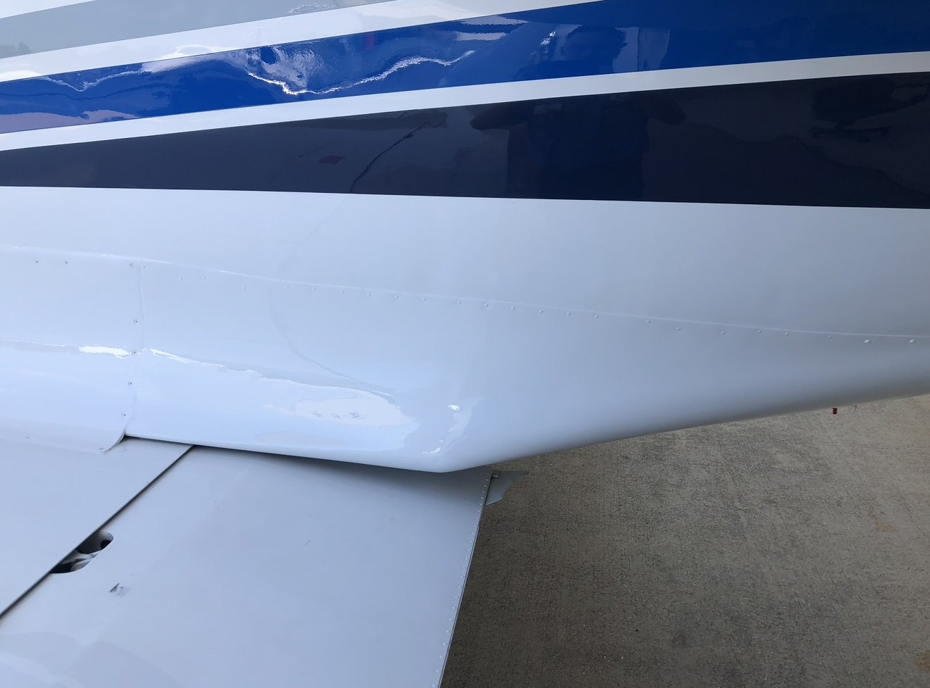 Learjet 55 fairing final repair, fuselage view